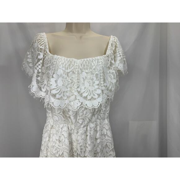 Lace Off-Shoulder One Piece Jumpsuit with Wide Legs β Size L - Picture 3 of 15